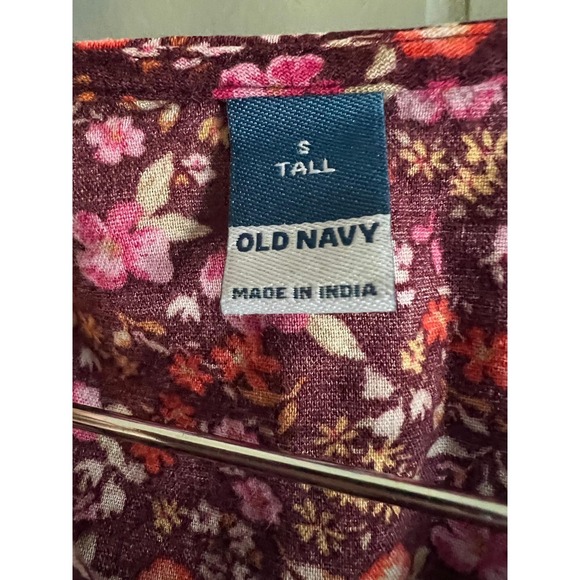 Old Navy Tall Floral Print Midi Dress Womens Short Sleeve Button Front‎ V Neck - Picture 2 of 8